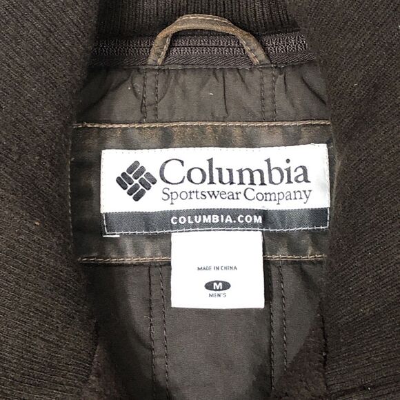 Columbia Men's Bomber Faux Leather Lined Jacket / Coat Size Medium Brown - Picture 3 of 16